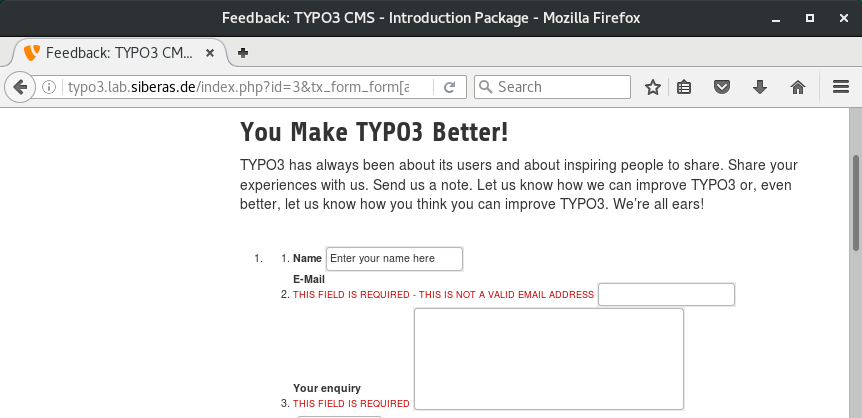 TYPO3 Error messages from errorAction()